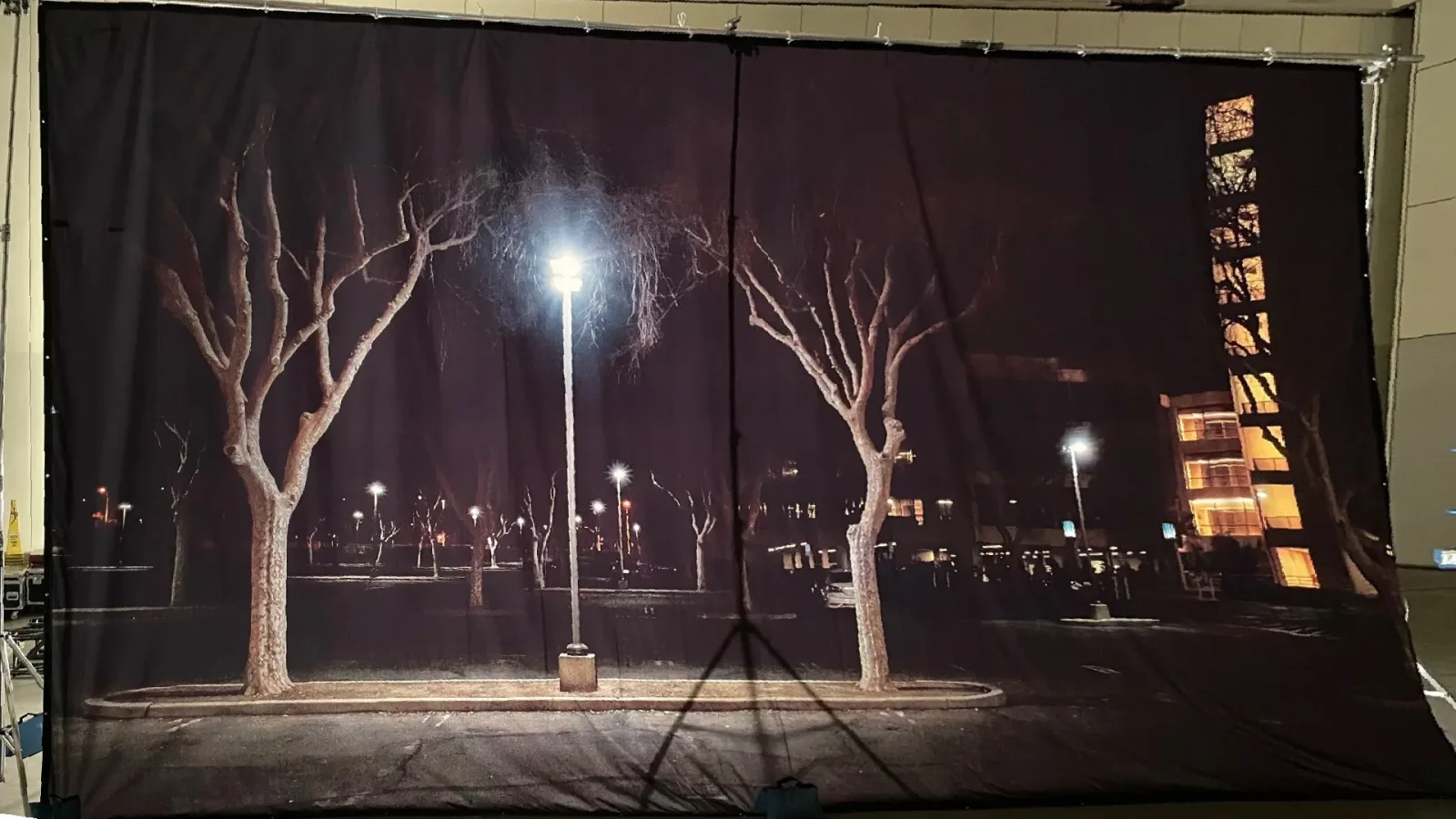 Translight backdrop lit from behind on stage — produced by IAC, Toronto