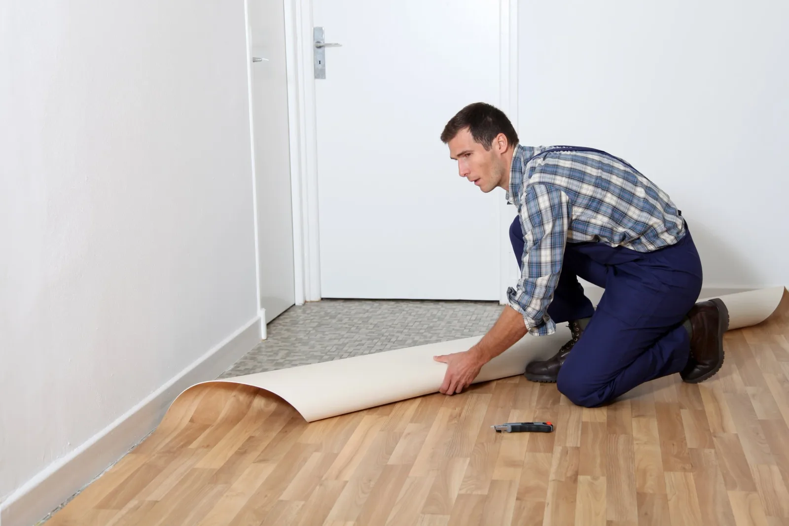 Custom printed roll-down flooring laid on set — produced by IAC, Toronto