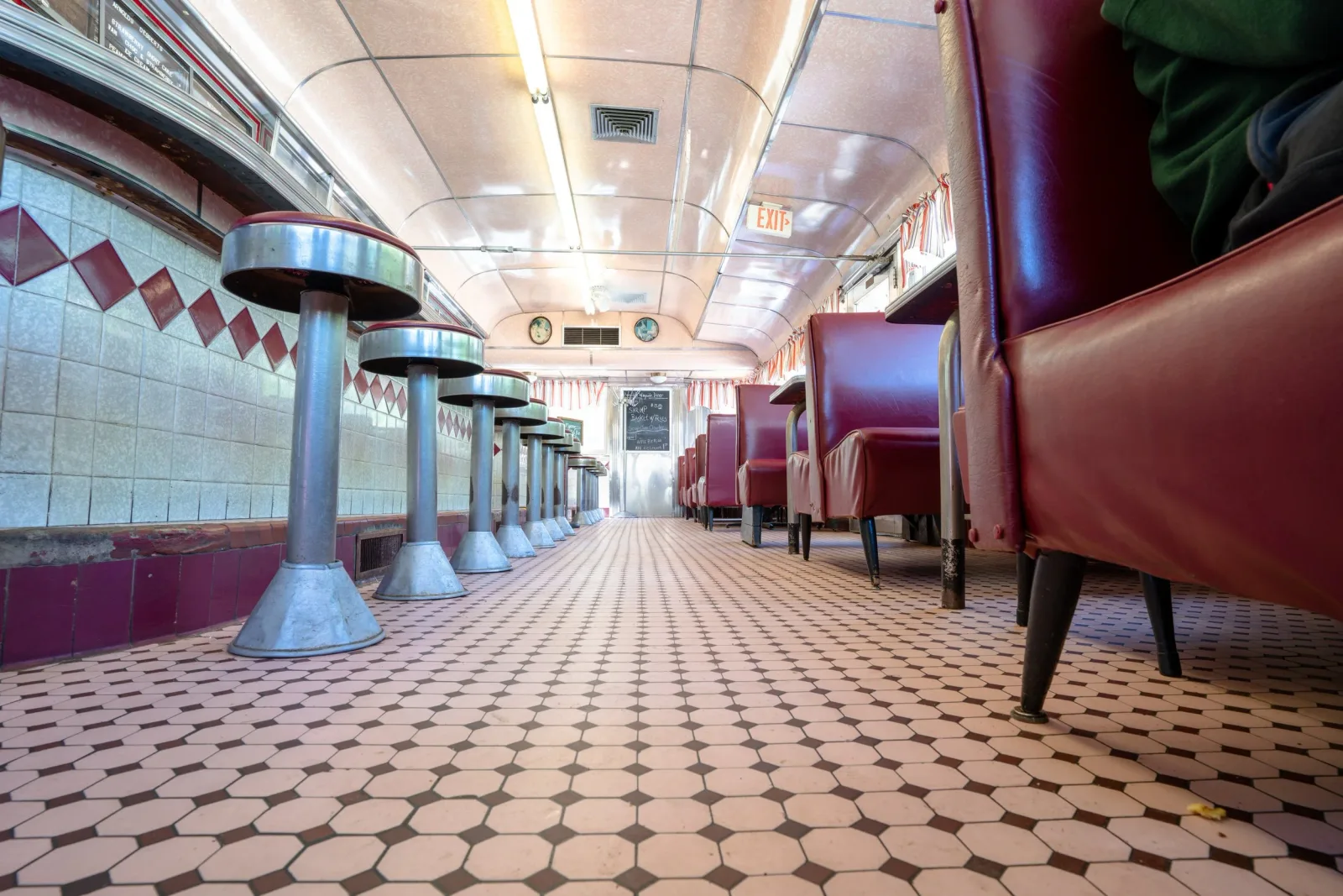 Faux institutional linoleum printed flooring — produced by IAC, Toronto