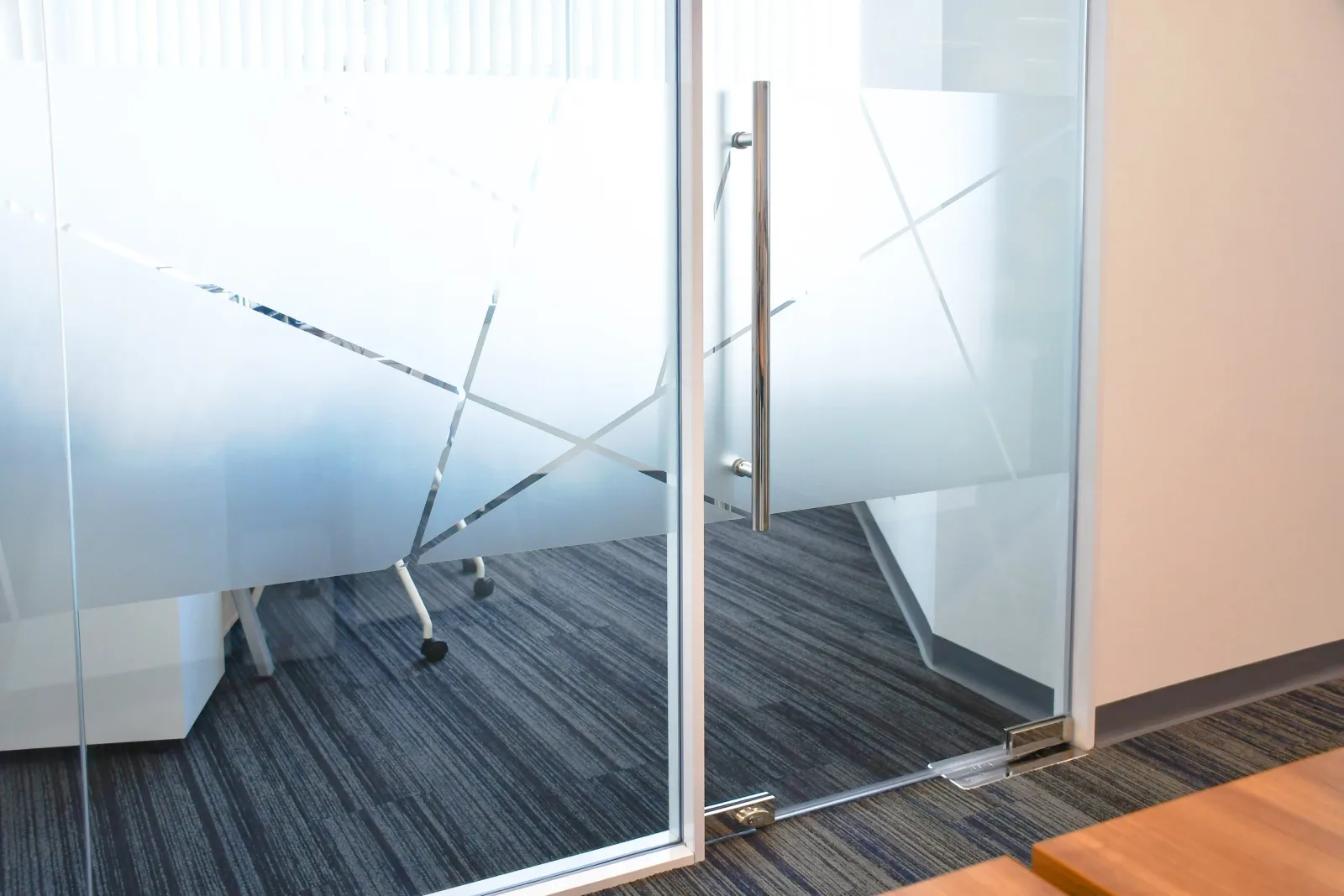 Frosted office glazing film — produced by IAC, Toronto