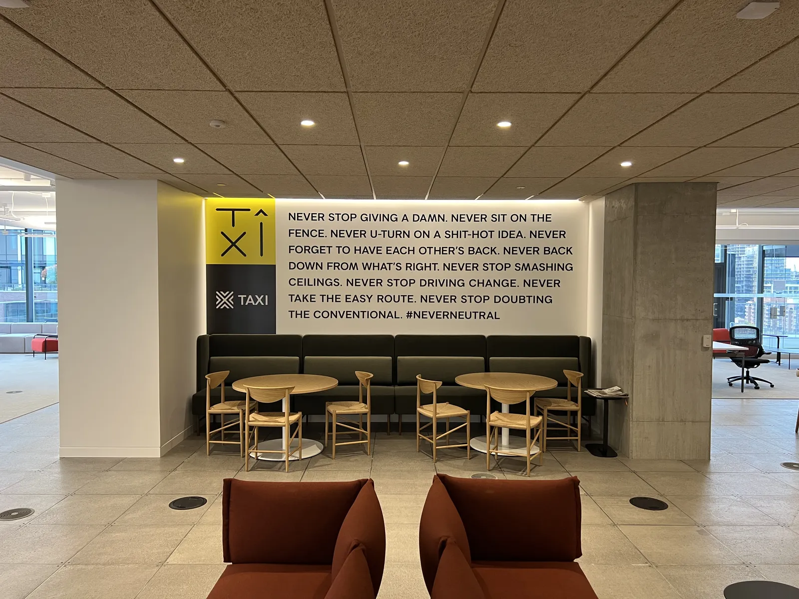Taxi 1 — interior graphics produced and installed by IAC, Toronto