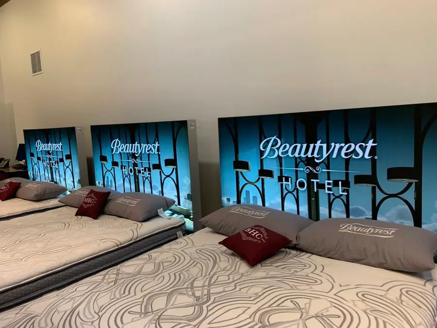 Lightboxes with backlit graphics produced by IAC for Beauty Rest