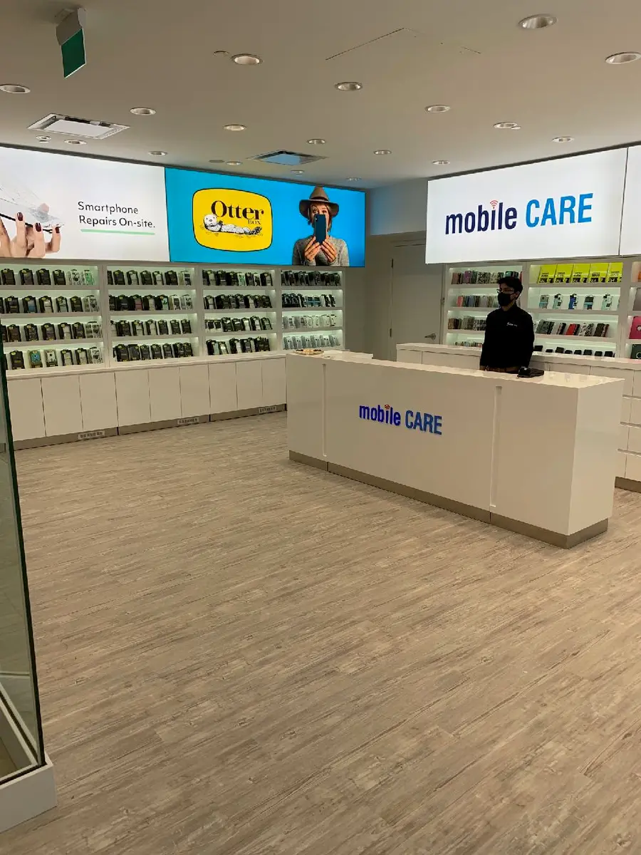 Lightboxes with backlit fabric graphics produced by IAC for Mobile Care