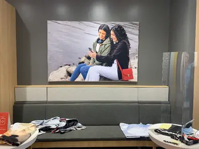 Aluminum extruded frame w/ stretch fabric graphic produced by IAC for Rogers Mobility
