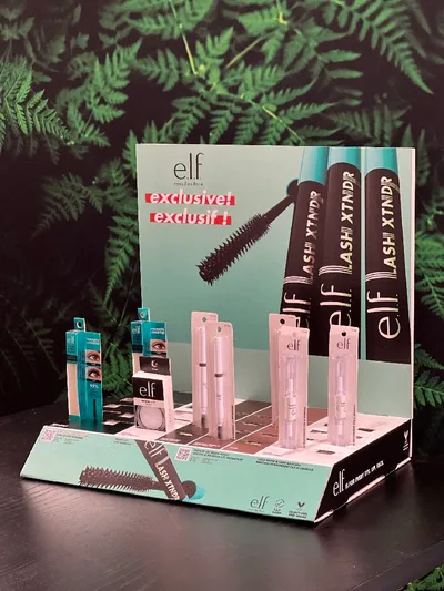 Various Corrugate Displays produced by IAC for e.l.f. Cosmetics