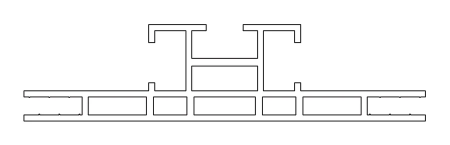 Cross-section of the Procura Double 100 aluminium extrusion, 100mm deep
