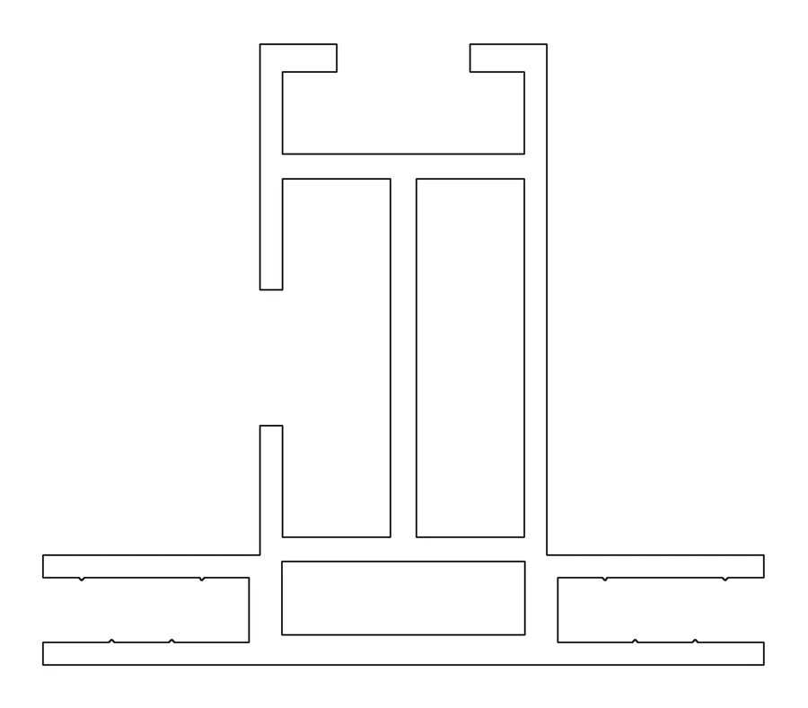Cross-section of the Procura Double 50 aluminium extrusion, 50mm deep