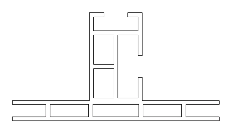 Cross-section of the Procura Double 80 aluminium extrusion, 80mm deep